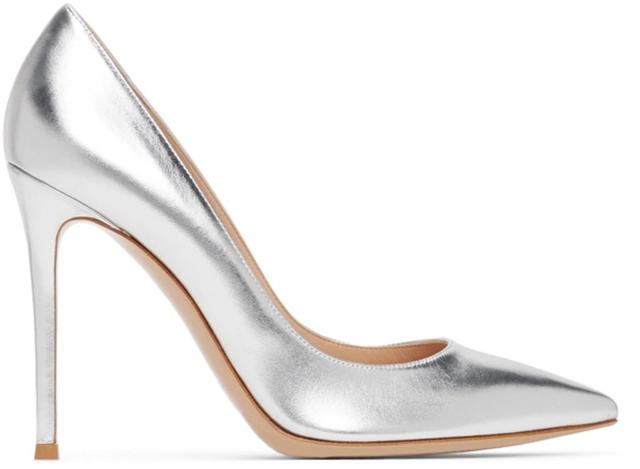 100mm Gianvito Metallic Leather Pumps In Silver Product Image