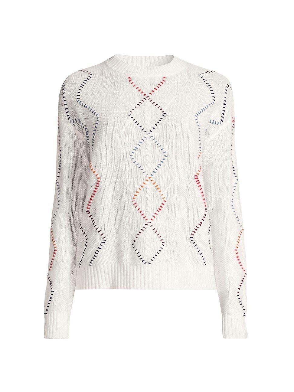 Womens Cash Fringe Cashmere Cable-Knit Sweater product image