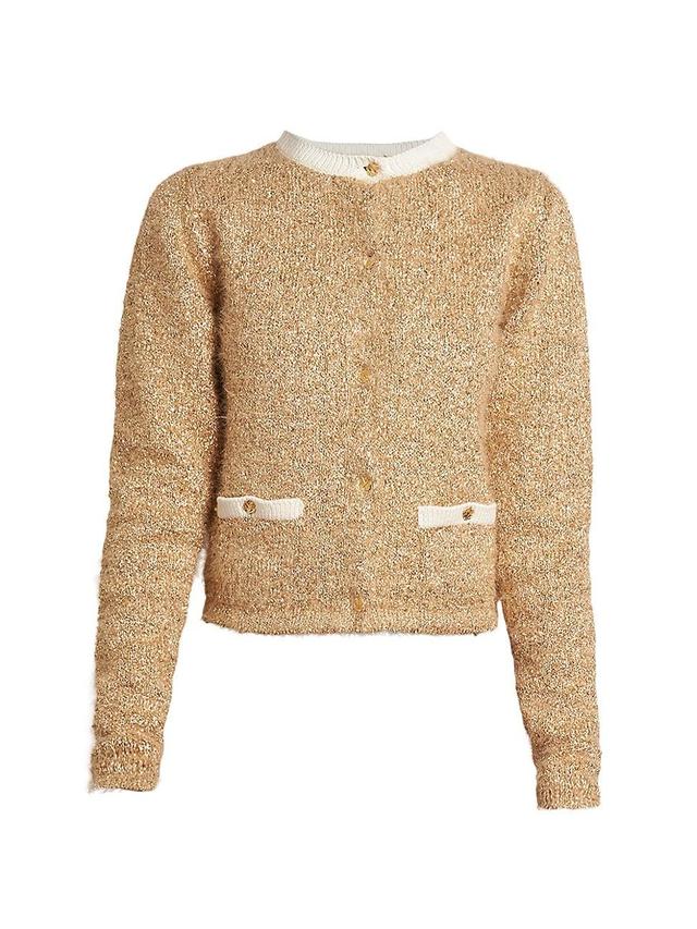 Womens Metallic Tweed Knit Cardigan Product Image