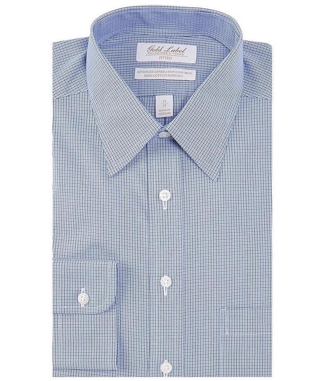 Gold Label Roundtree & Yorke Fitted Non-Iron Point Collar Houndstooth Checked Dress Shirt Product Image