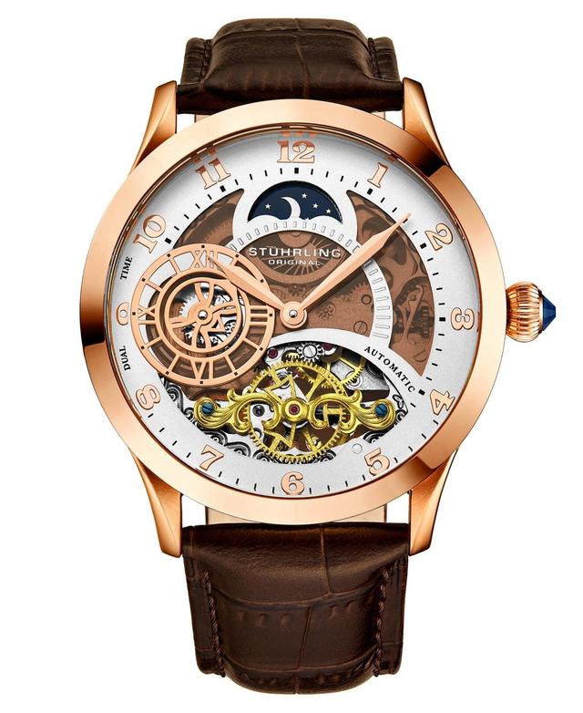 Stuhrling Mens Brown Leather Strap Watch 44mm Product Image