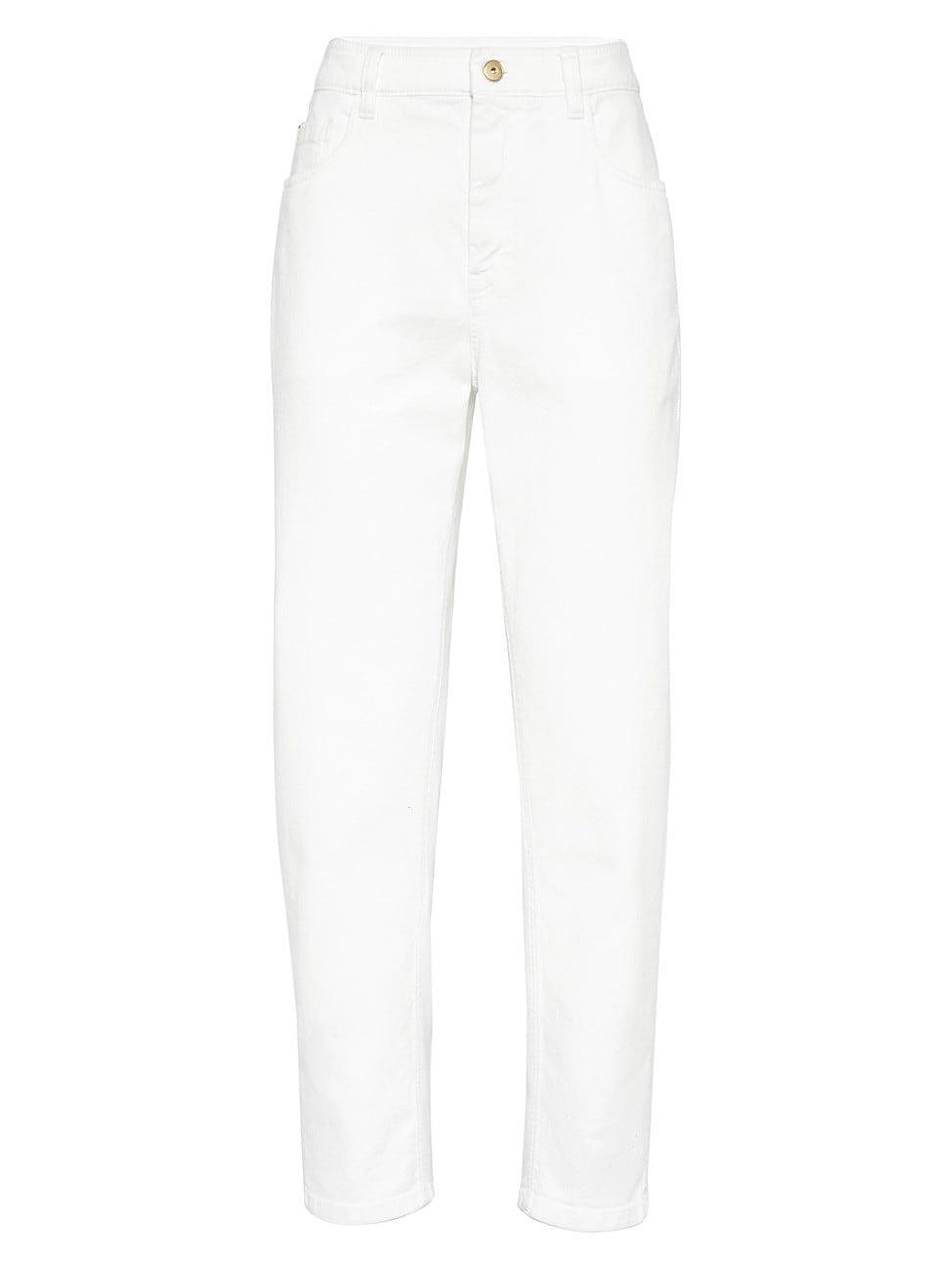 Womens Garment Dyed Comfort Denim Baggy Trousers with Shiny Tab Product Image