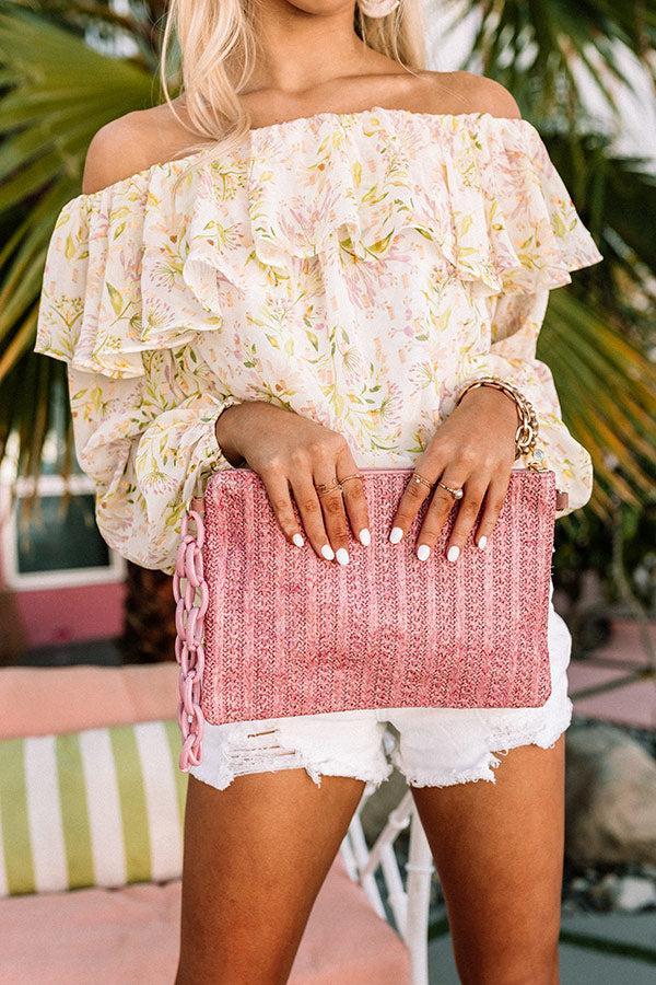 Waterfront Views Raffia Clutch In Blush Product Image