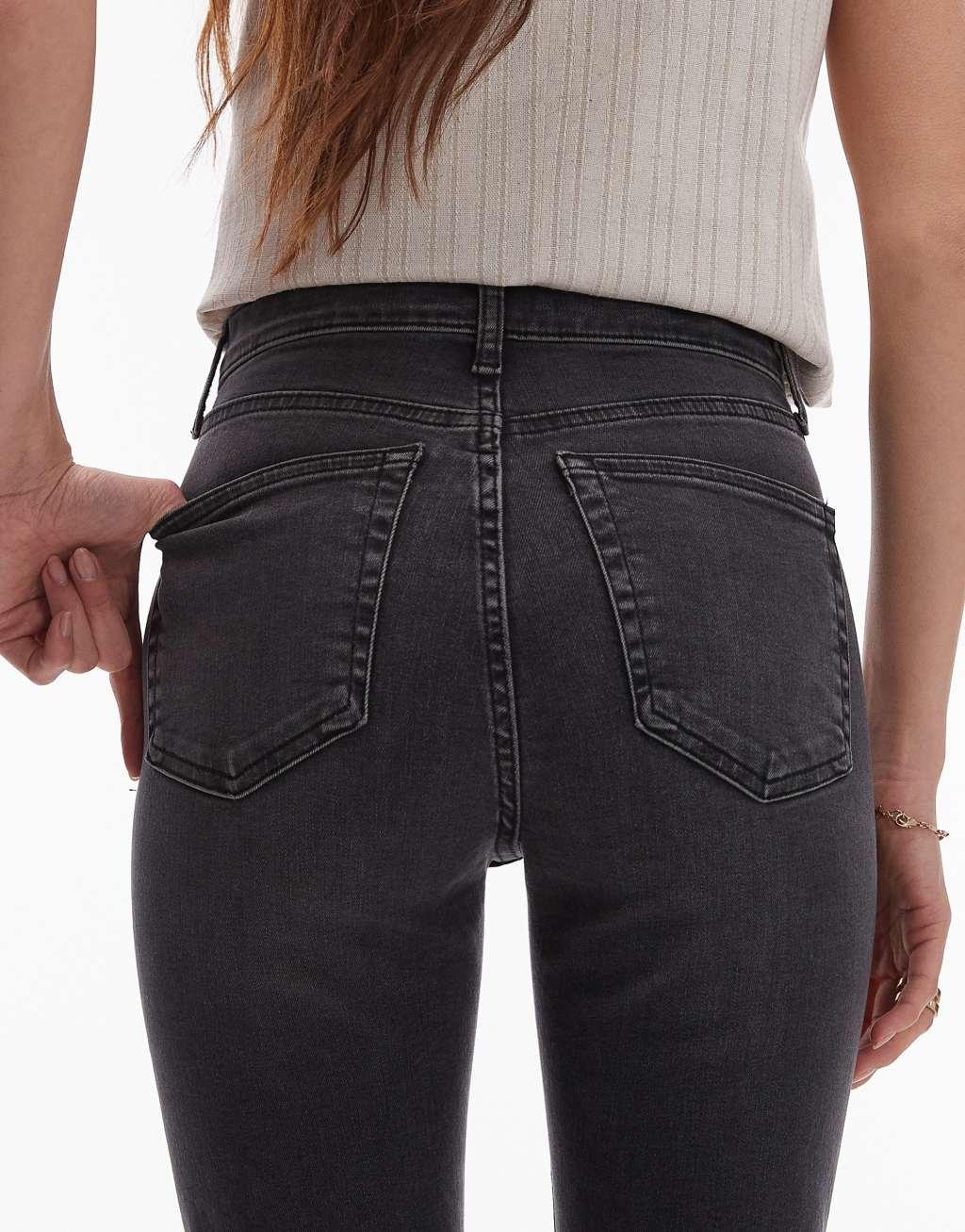 Topshop high rise Jamie jeans in washed black  Product Image