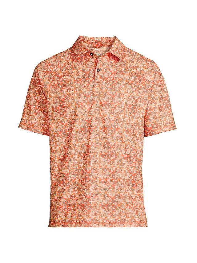 Mens Hibiscus Tiles Abstract Polo Shirt Product Image