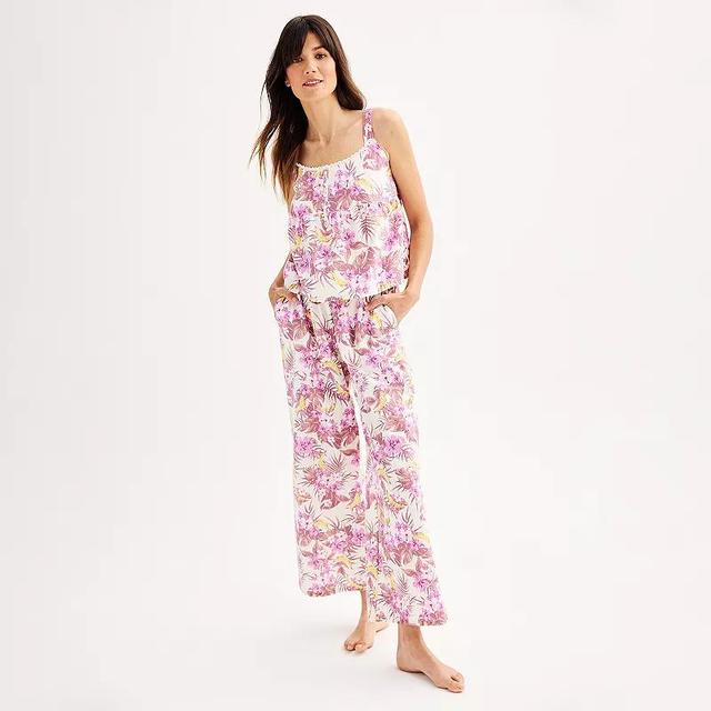 Womens Sonoma Goods For Life Poplin Pajama Tank Top & Pajama Pants Set Product Image