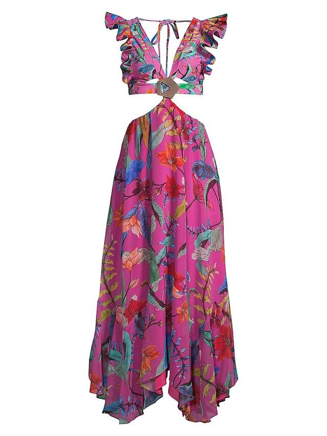 Womens Zamia Floral Cut Out Midi-Dress Product Image