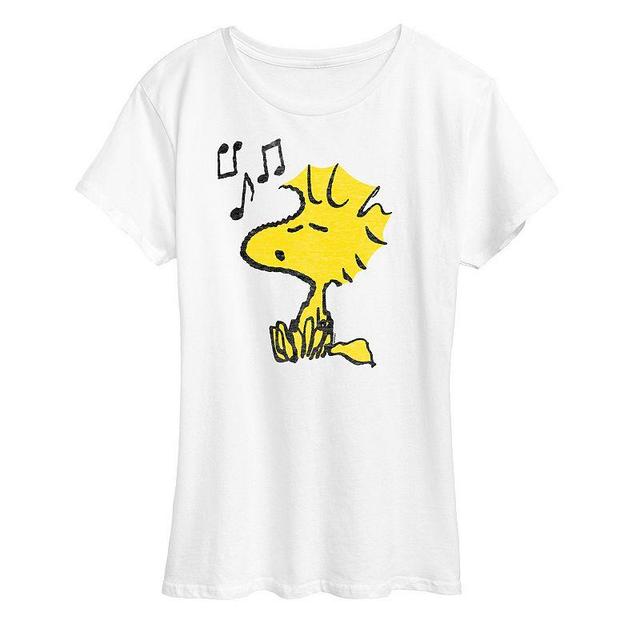 Womens Peanuts Woodstock Singing Graphic Tee Med Blue Product Image