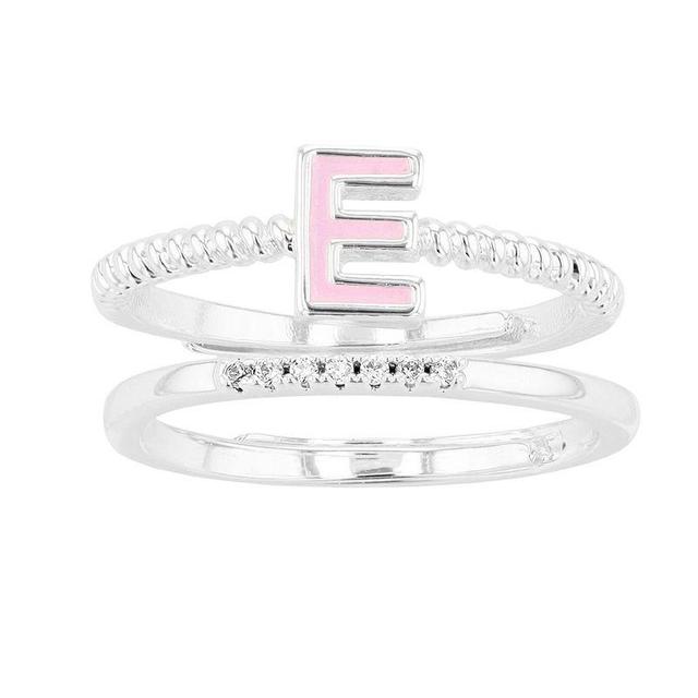 City Luxe Enamel Initial Ring & Cubic Zirconia Pave Ring Duo Set, Womens, Gold Tone M Product Image