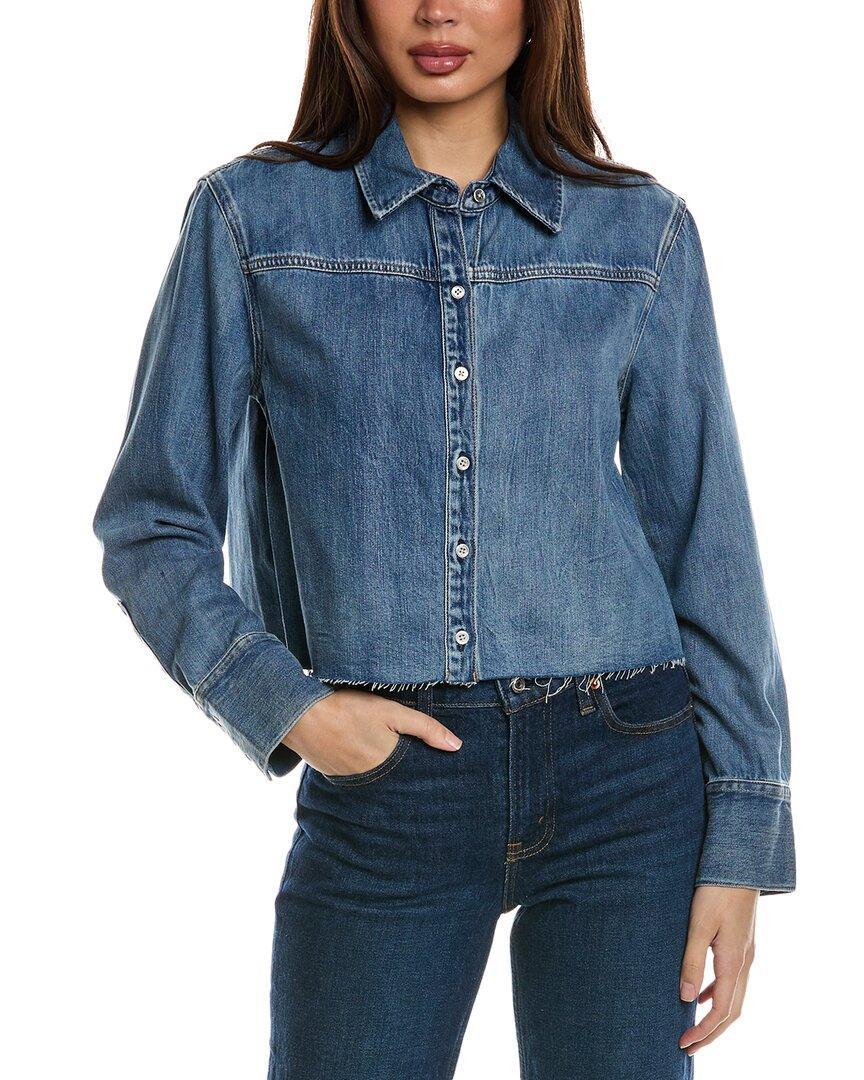 ALICE AND OLIVIA Willa Cropped Western Denim Shirt In Blue Product Image