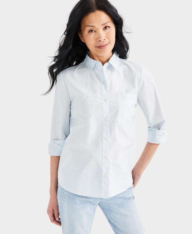 Women's Printed Cotton Poplin Button-Up Shirt, Created for Macy's Product Image