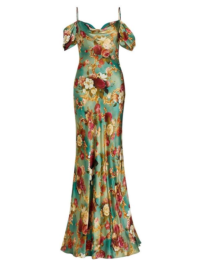 Womens Kenna Floral Silk Off-the-Shoulder Gown Product Image