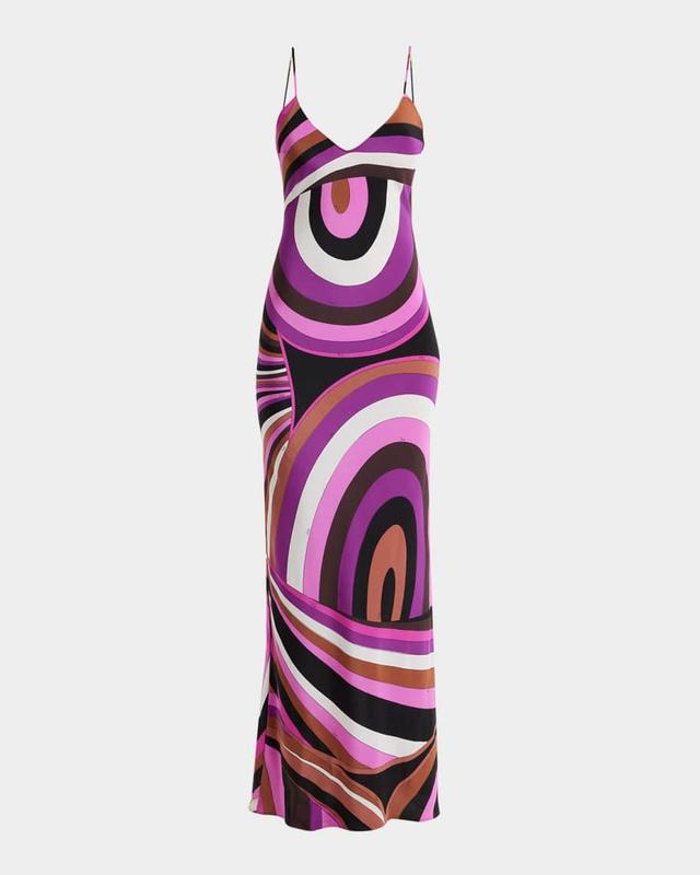 Abstract-Print Silk-Stretch Maxi Slip Dress Product Image