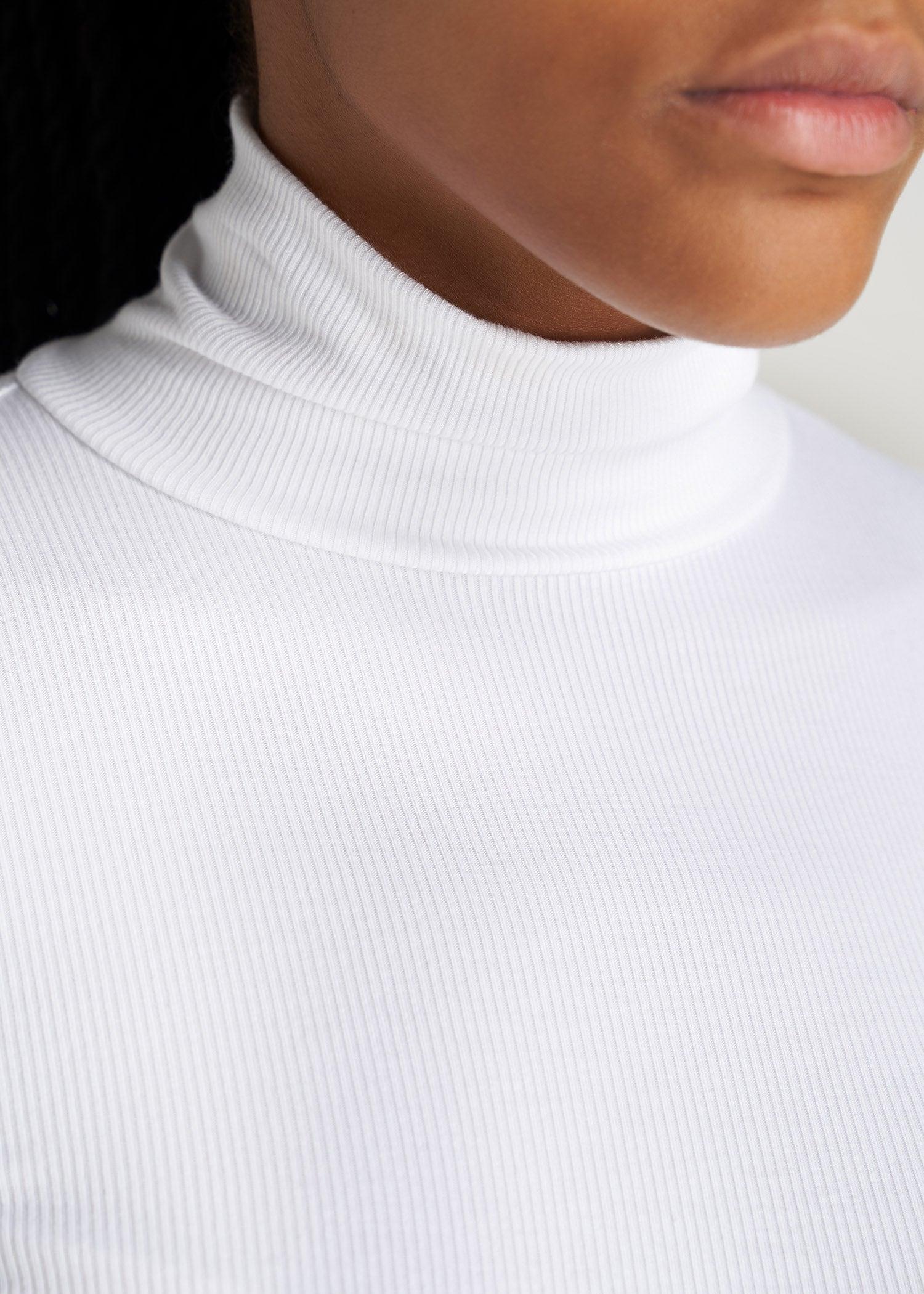 Tall Women's FITTED Long Sleeve Ribbed Turtleneck Tee in White Product Image