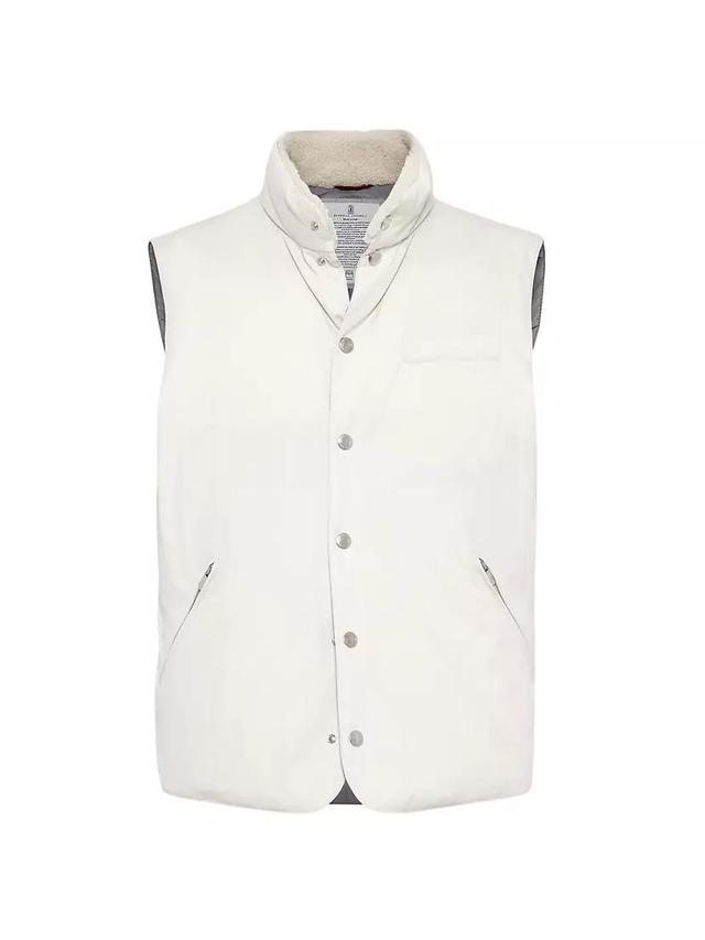 Techno Cotton Gabardine Down Vest with Shearling Insert Product Image