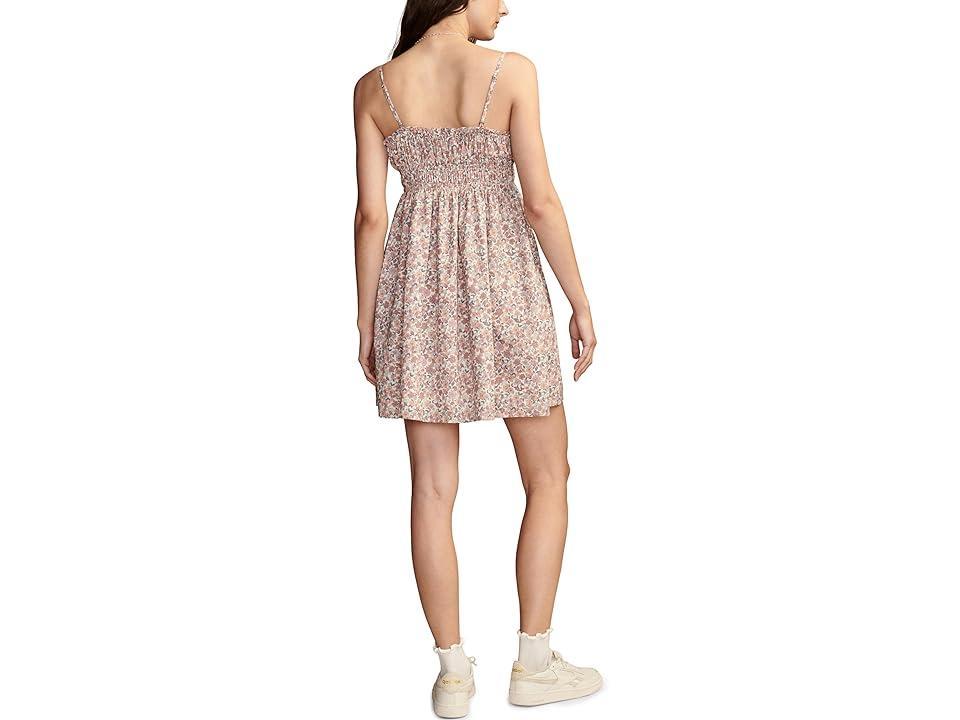 Lucky Brand Printed Smocked Sweetheart Mini (Pink Champagne ) Women's Dress Product Image