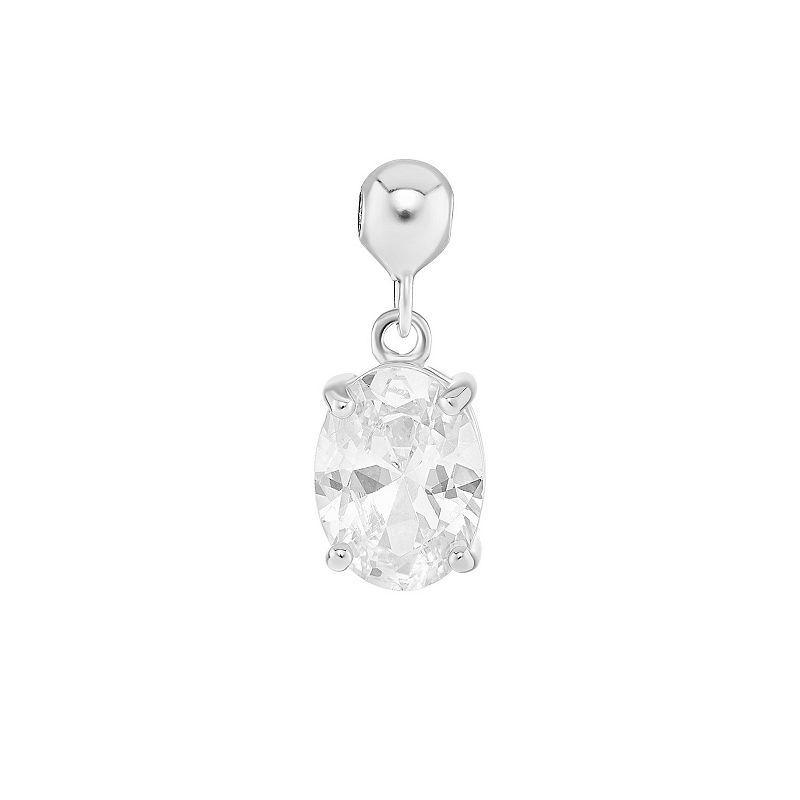 PRIMROSE Sterling Silver Oval Cubic Zirconia Sliding Charm, Womens, Grey Product Image