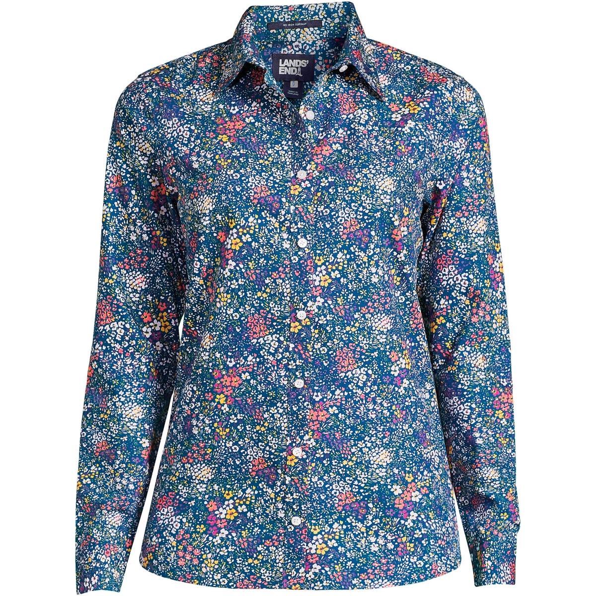 Lands End Womens Wrinkle Free No Iron Button Front Shirt Product Image