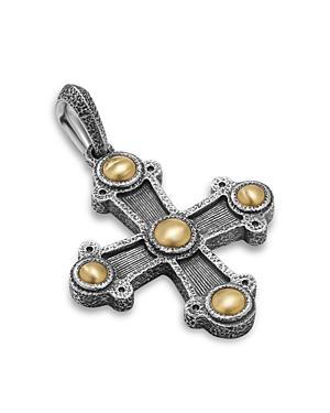 Mens Shipwreck Cross Amulet in Sterling Silver with 18K Yellow Gold, 44MM Product Image