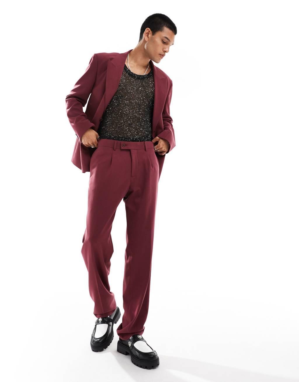 Viggo oversized suit pants in burgundy - part of a set Product Image