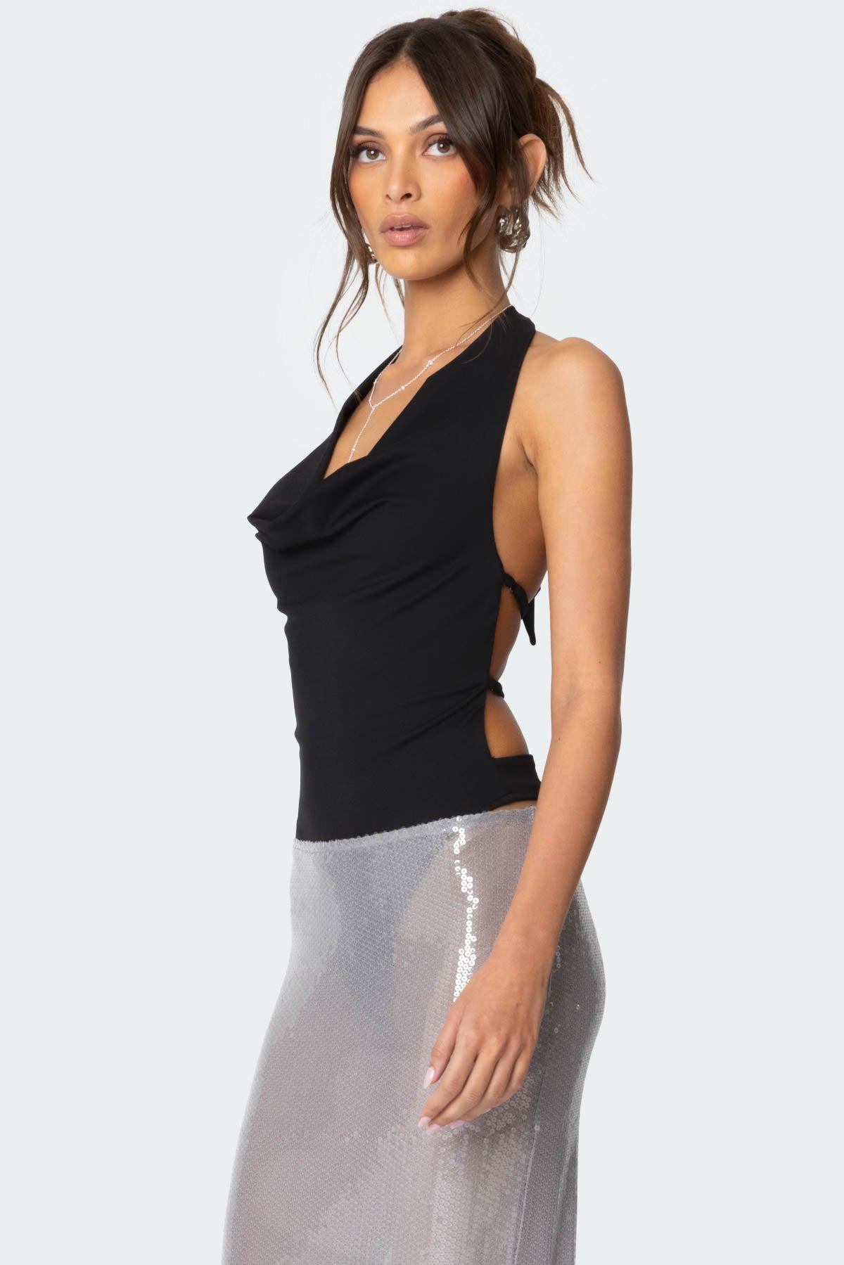 Backless Cowl Neck Bodysuit Product Image