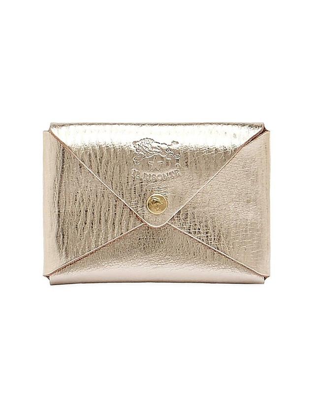 Womens Classic Metallic Leather Envelope Card Case Product Image