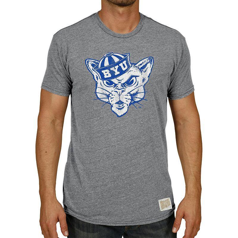 Mens Original Retro Brand Heathered Gray BYU Cougars Vintage Logo Tri-Blend T-Shirt Product Image