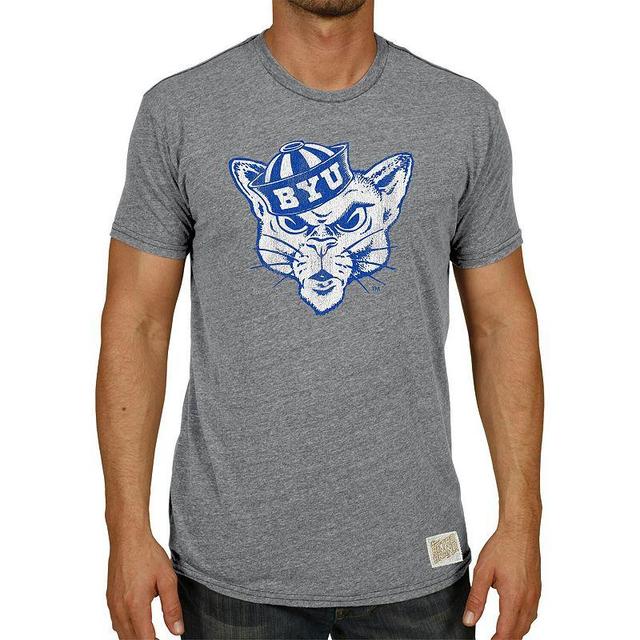 Mens Original Retro Brand Heathered Gray BYU Cougars Vintage Logo Tri-Blend T-Shirt Product Image