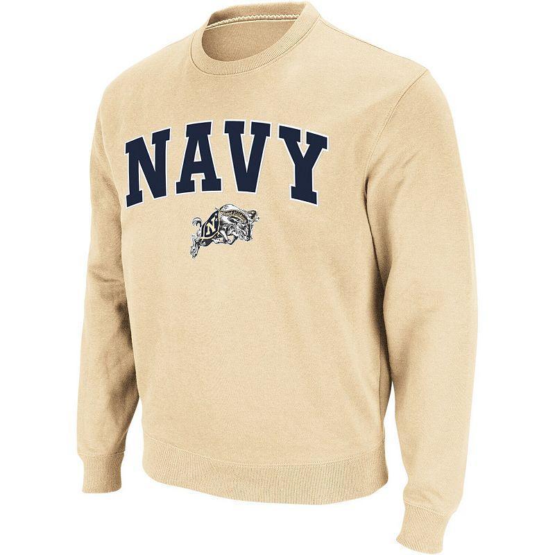 Mens Colosseum Navy Midshipmen Arch & Logo Crew Neck Sweatshirt Product Image