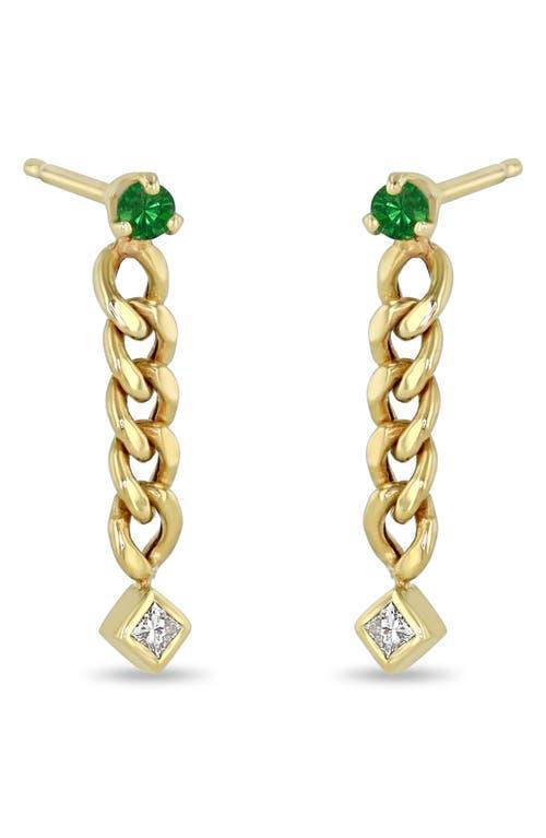 Zo Chicco Emerald & Diamond Chain Earrings Product Image