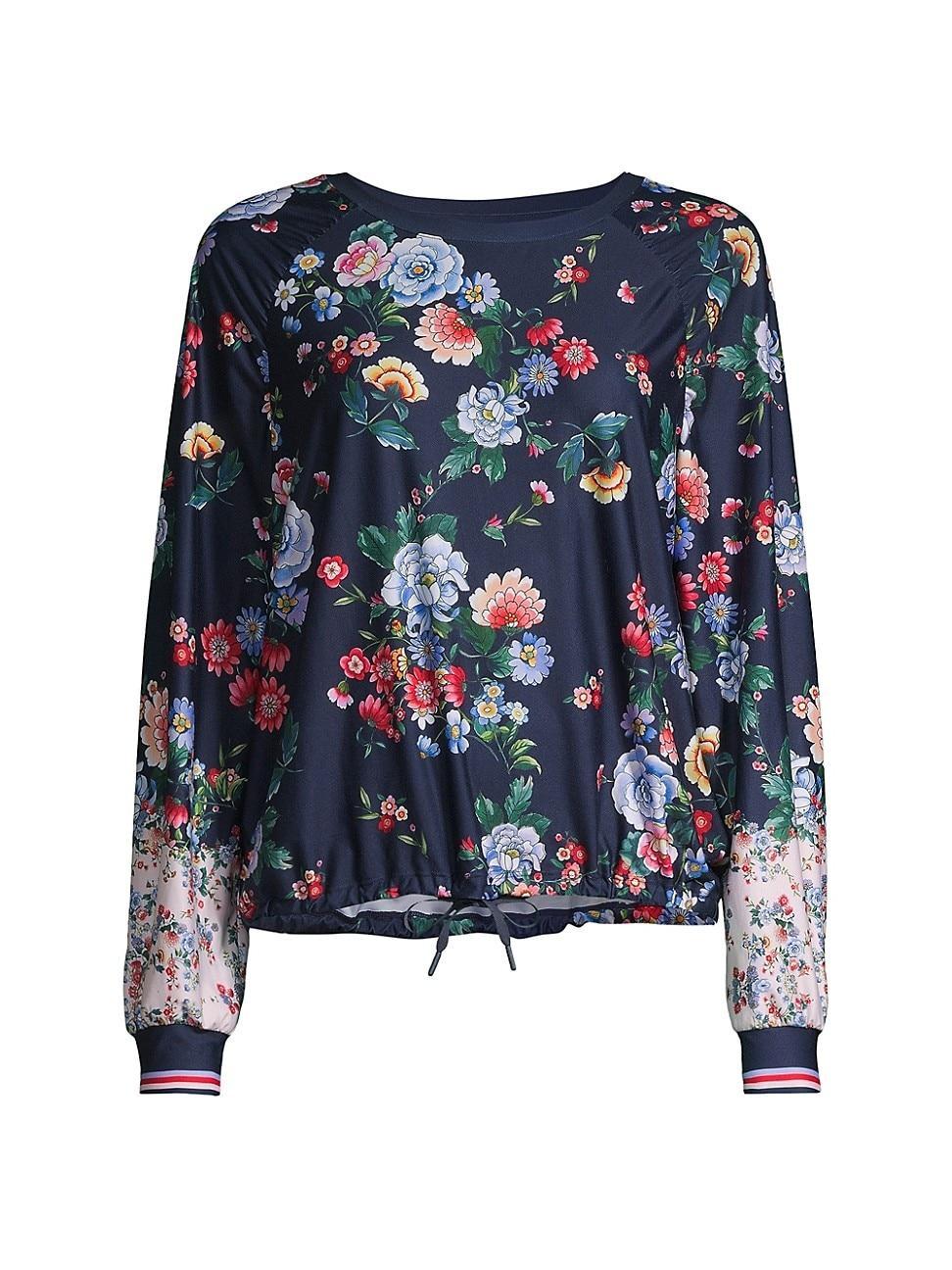 Womens Bee Active Elsa Ruched Floral Long-Sleeve Top Product Image