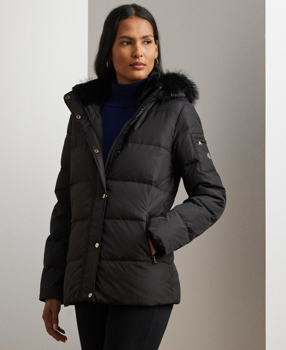 Lauren Ralph Lauren Womens Faux-Fur Hooded Puffer Coat Product Image