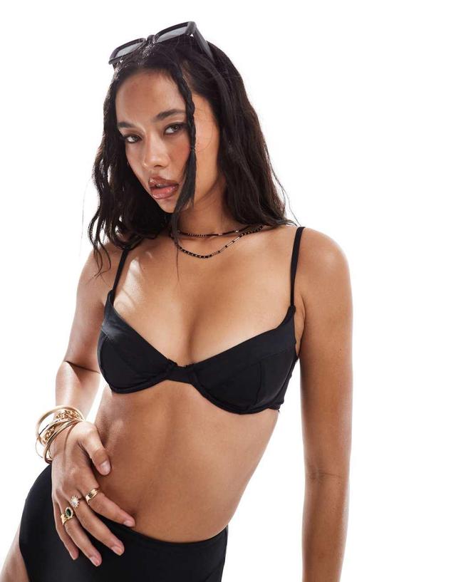 ASOS DESIGN Maya mix and match sleek underwire bikini top in black Product Image