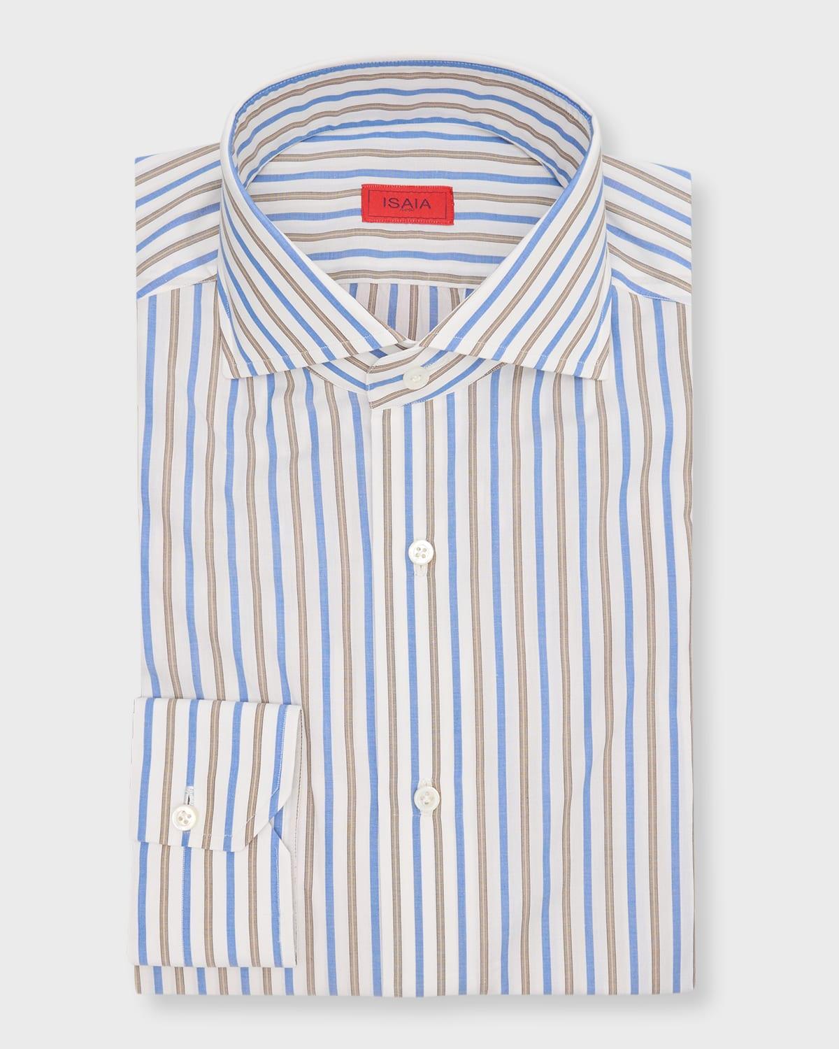 Mens Cotton Multi-Stripe Sport Shirt Product Image