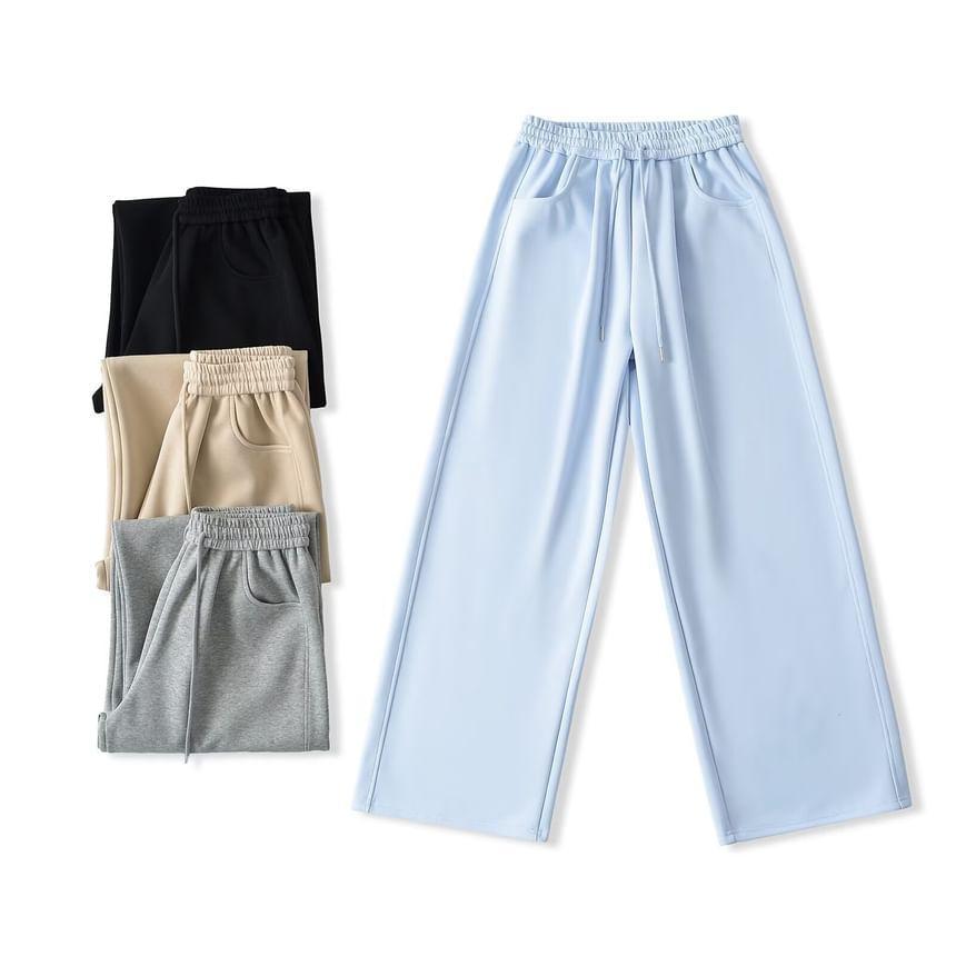 High Waist Plain Wide Leg Sweatpants Product Image