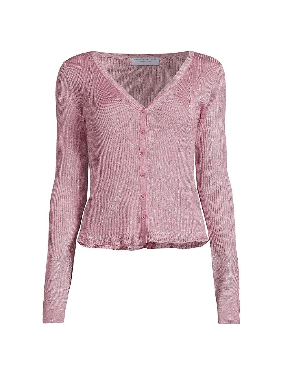 Womens Metallic Ribbed Cardigan Product Image