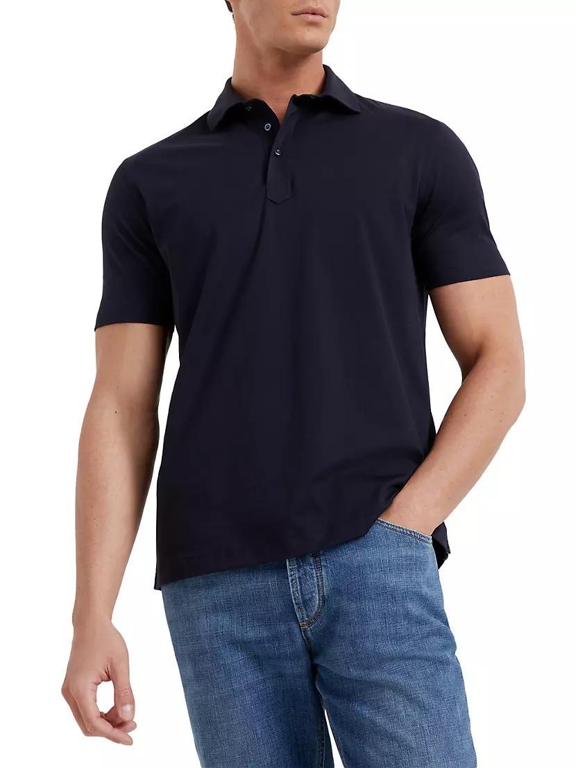 Cotton Jersey Basic Fit Polo with Shirt Style Collar Product Image