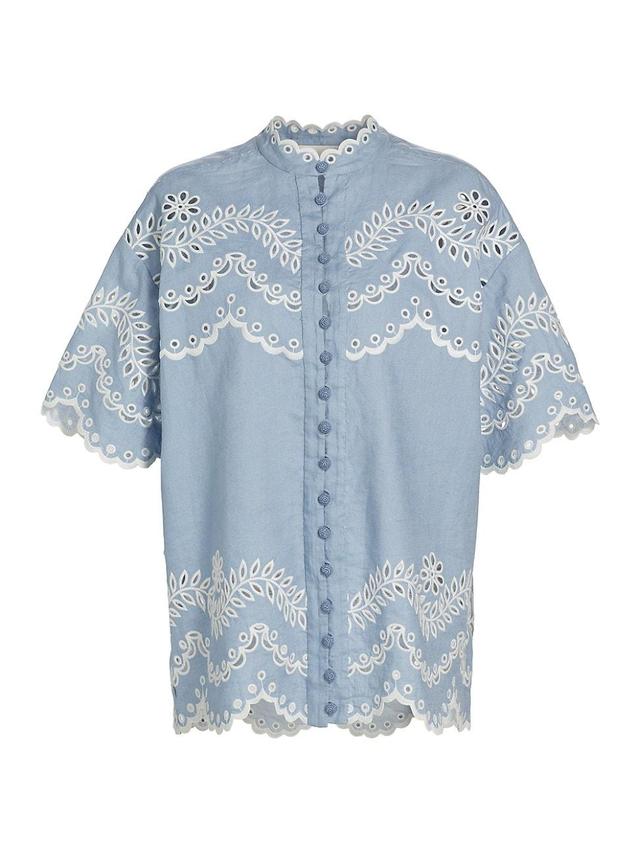 Womens Junie Embroidered Linen Shirt Product Image