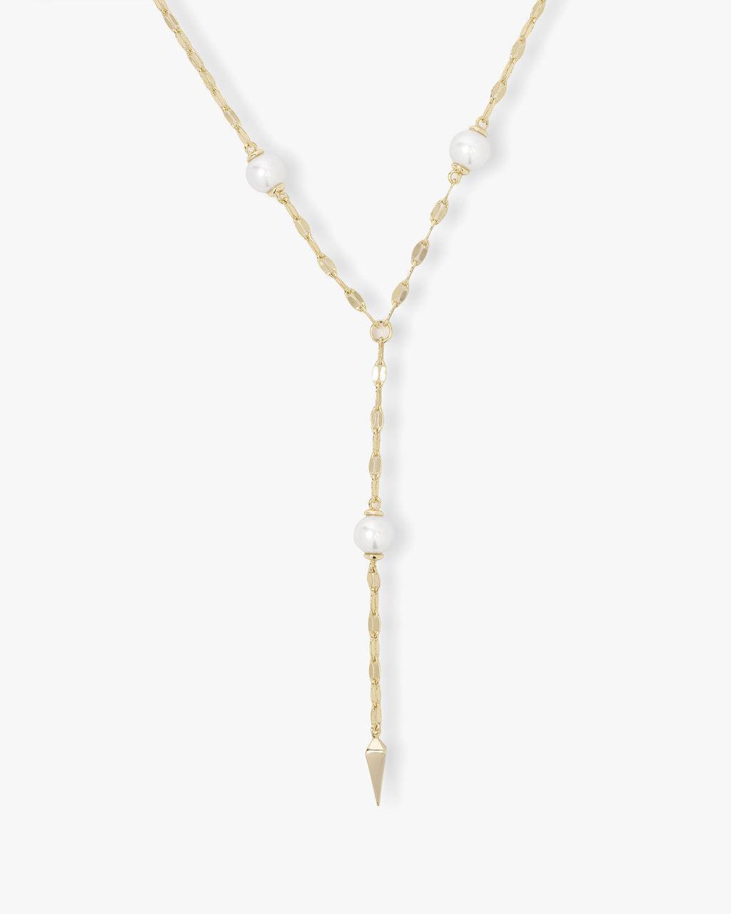 Perfect Pearl Drop Lariat Necklace - Gold Product Image