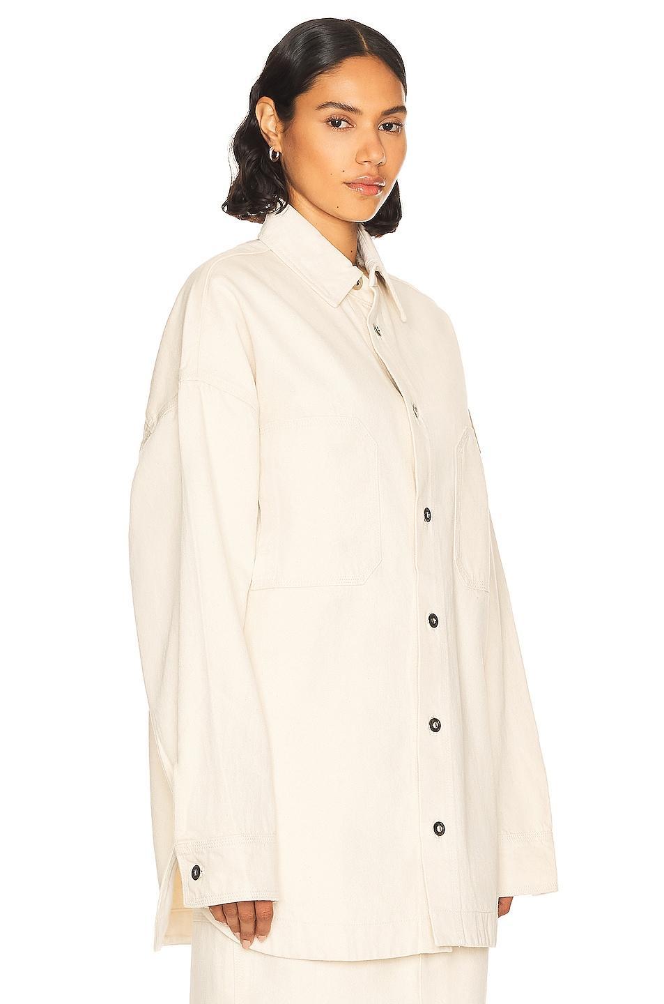 Helsa Denim Overshirt in Ivory Product Image