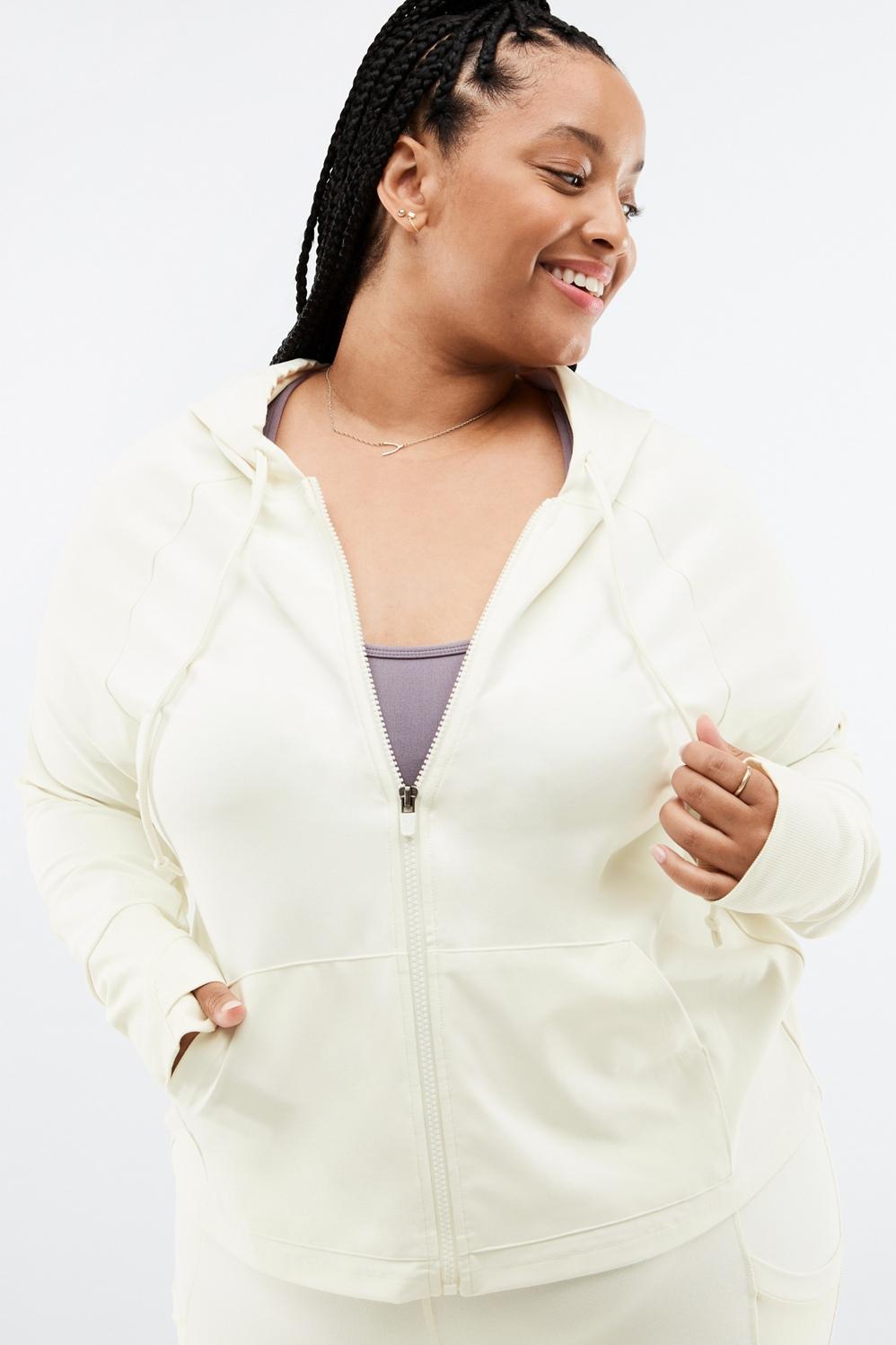 Fabletics Oasis Cropped Hoodie Womens white plus Size 4X Product Image