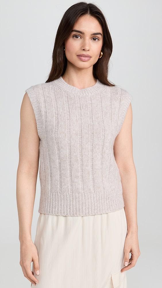 White + Warren Cashmere Marled Wide Rib Shell Sweater | Shopbop Product Image