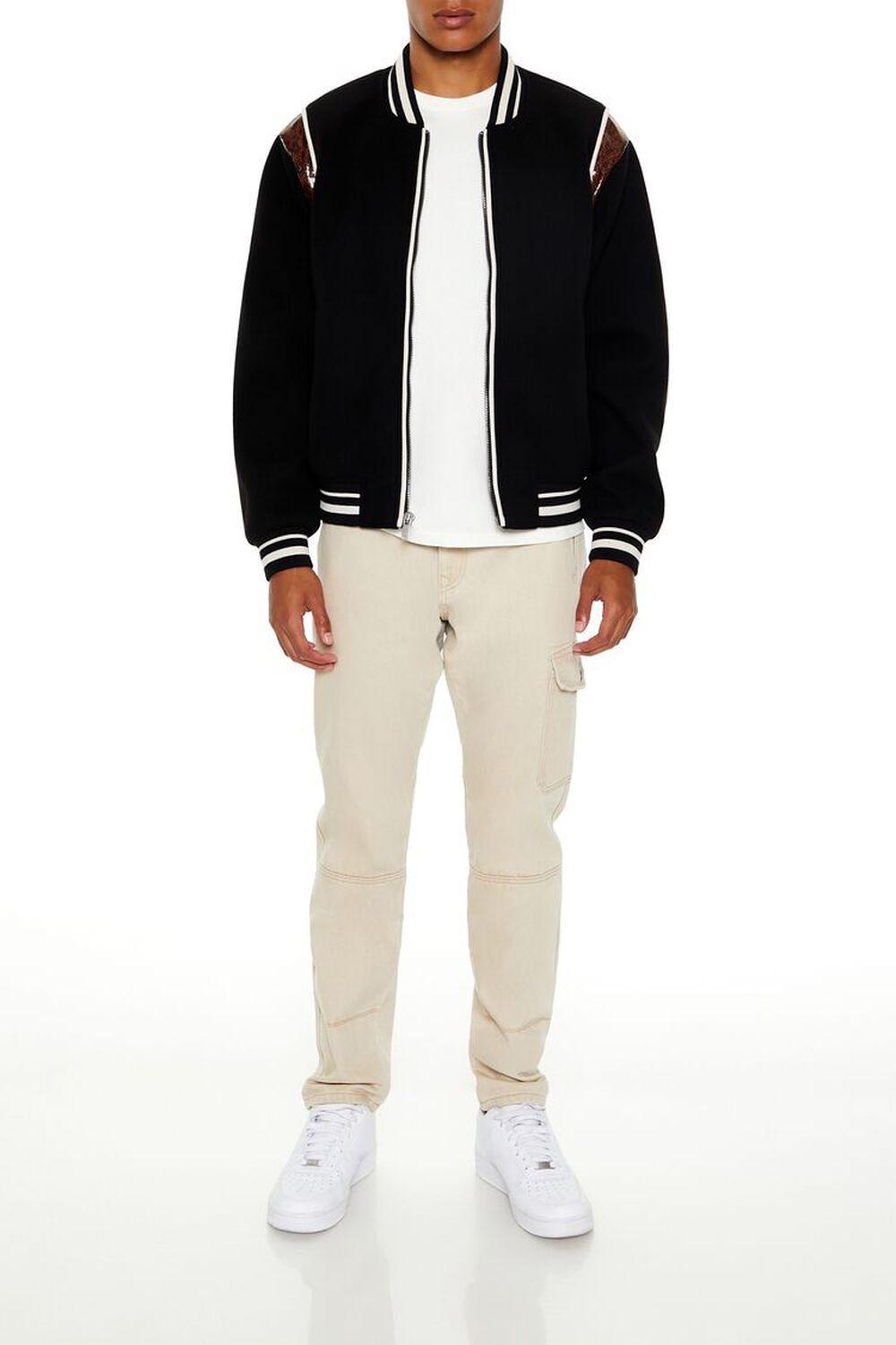 Snake Print Varsity Bomber Jacket | Forever 21 Product Image