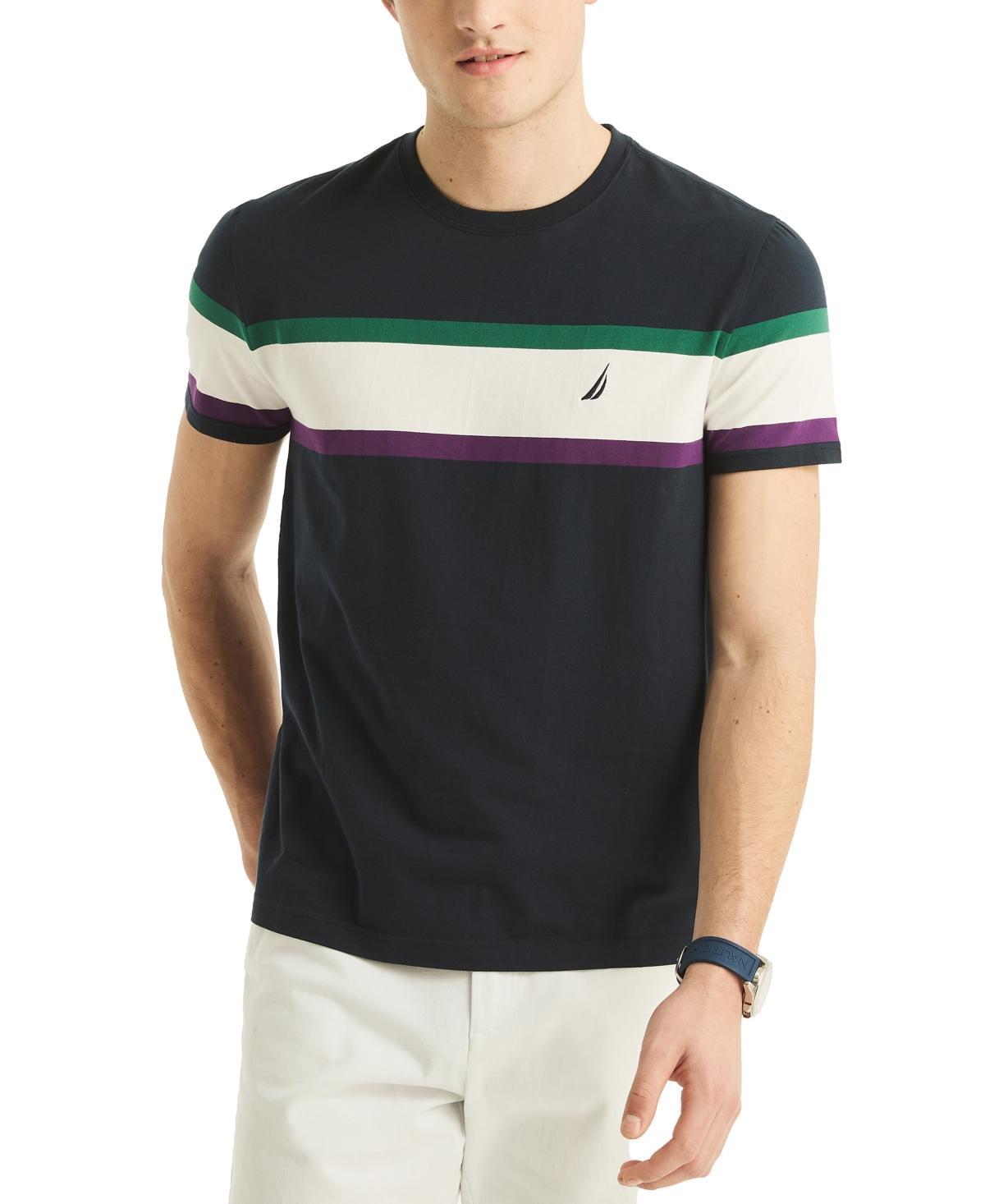 Nautica Mens Classic-Fit Colorblocked Stripe T-Shirt Product Image