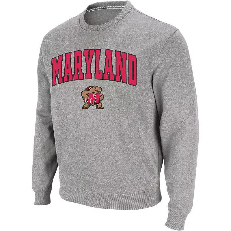 Mens Colosseum Heather Gray Maryland Terrapins Arch & Logo Crew Neck Sweatshirt Product Image