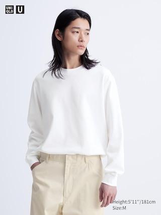 Airism Cotton Crew Neck T-Shirt Long-Sleeve White XS UNIQLO US Product Image