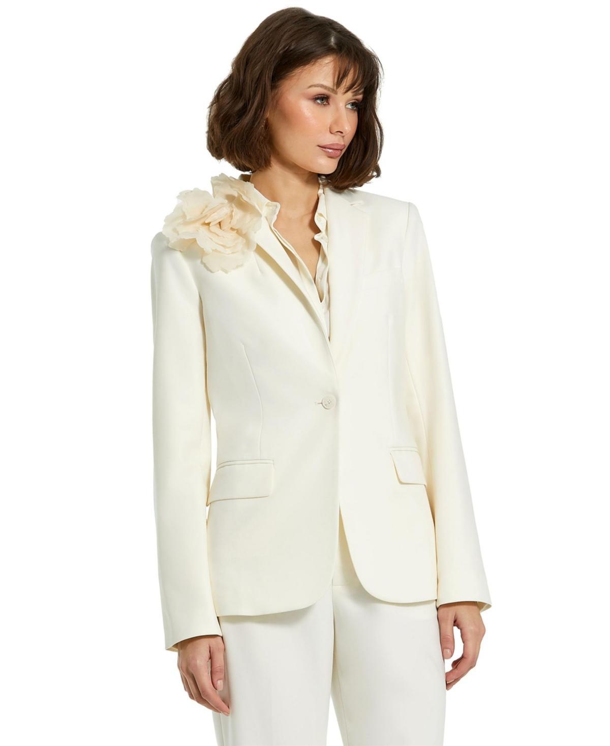 Womens Crepe Floral Appliqu Blazer Product Image