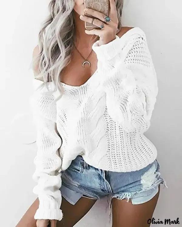 Olivia Mark – Long Sleeve V-Neck Knit Sweater product image