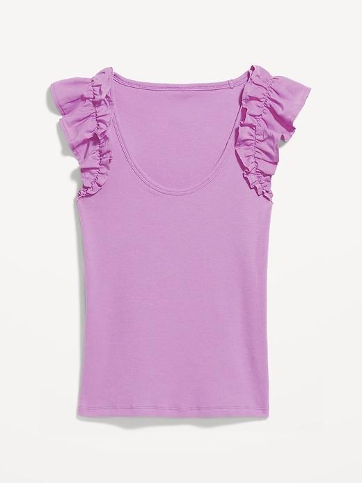 Ruffled Mixed Fabric Tank Top Product Image