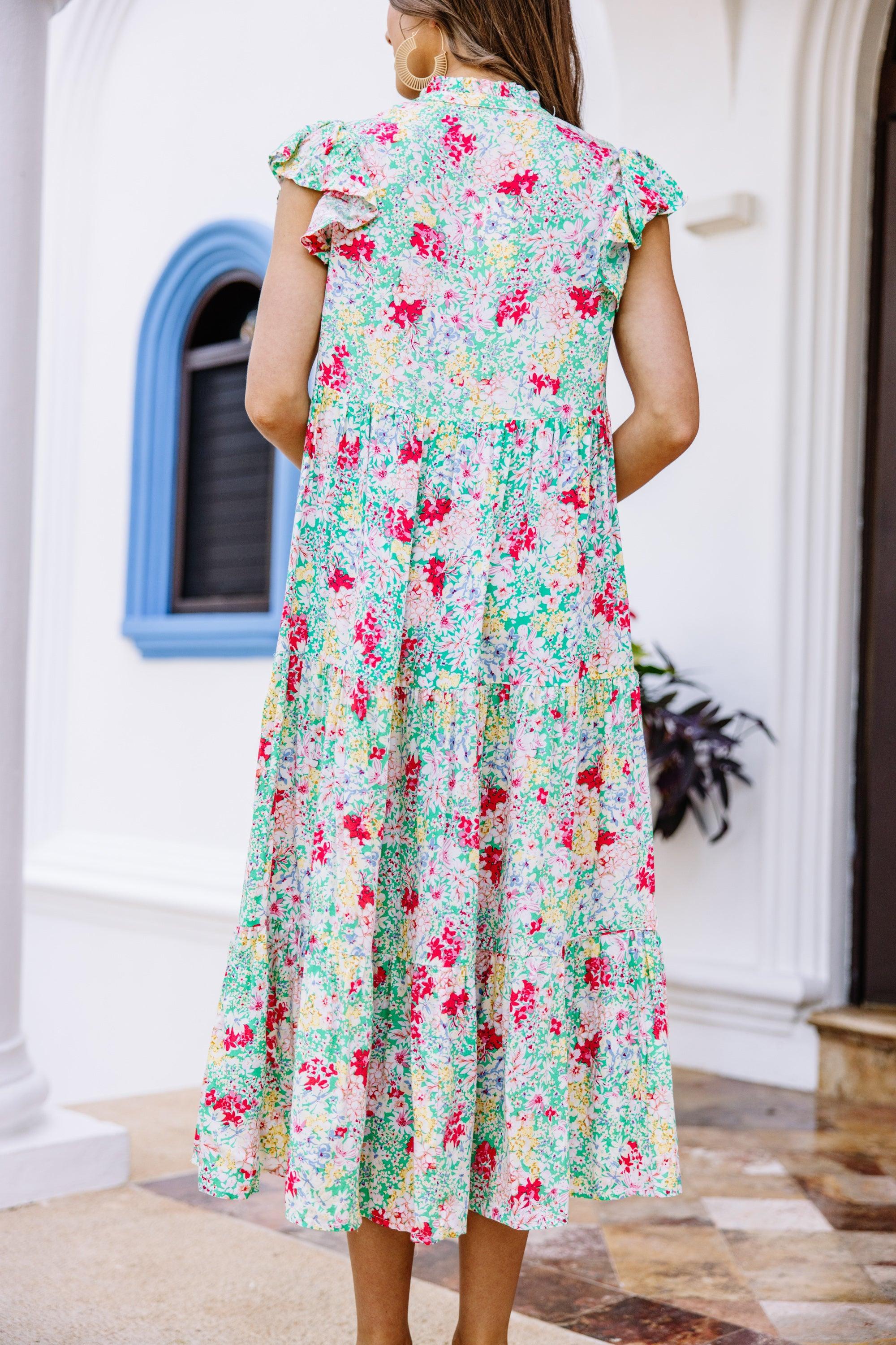 It's Another Day Green Ditsy Floral Midi Dress Female Product Image